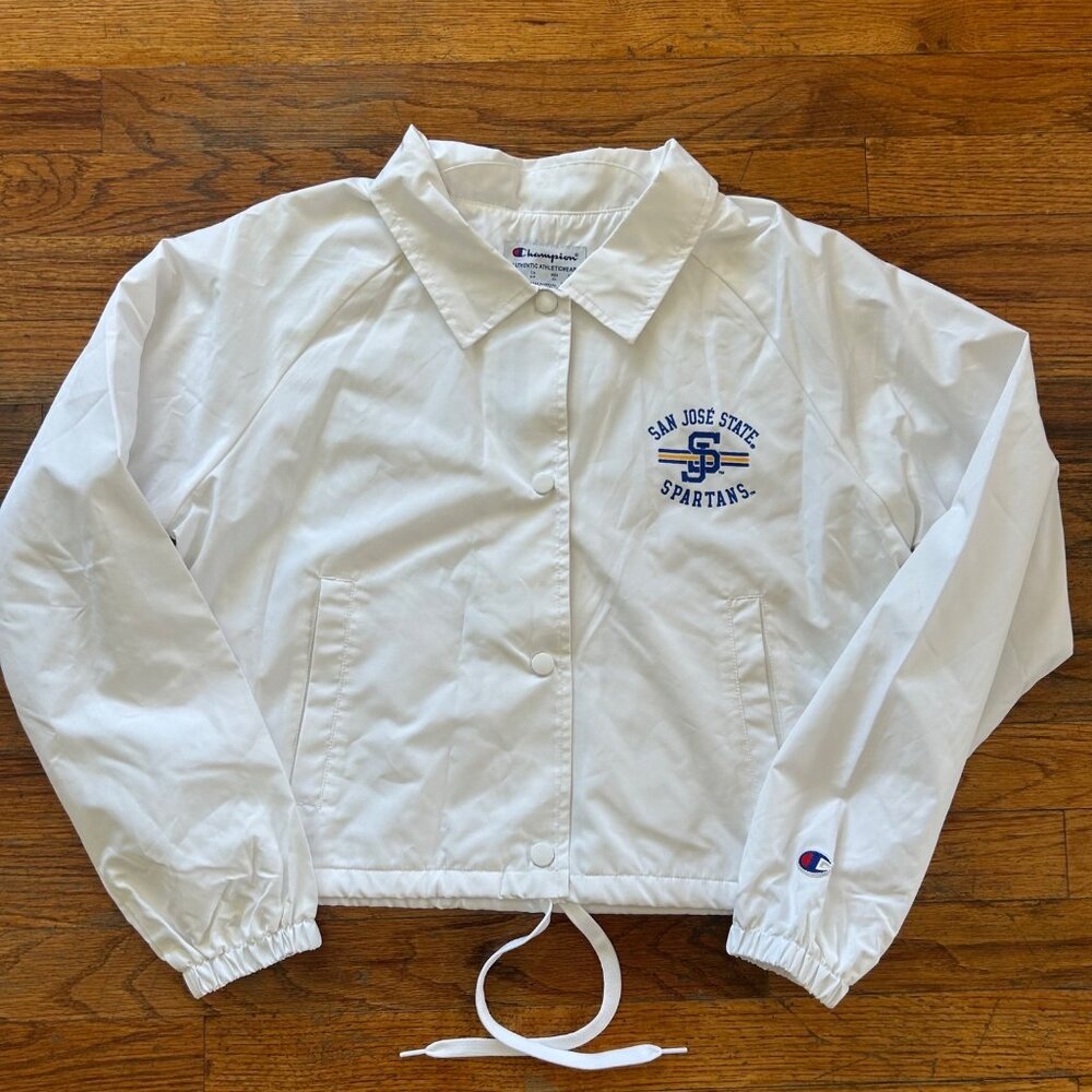 NWT Y2K Deadstock San Jose Spartans White Snap-Front Coaches Jacket Windbreaker